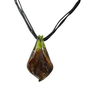Park Lane Murano-Style Art Glass Pendant Necklace Black Cord 18–24”